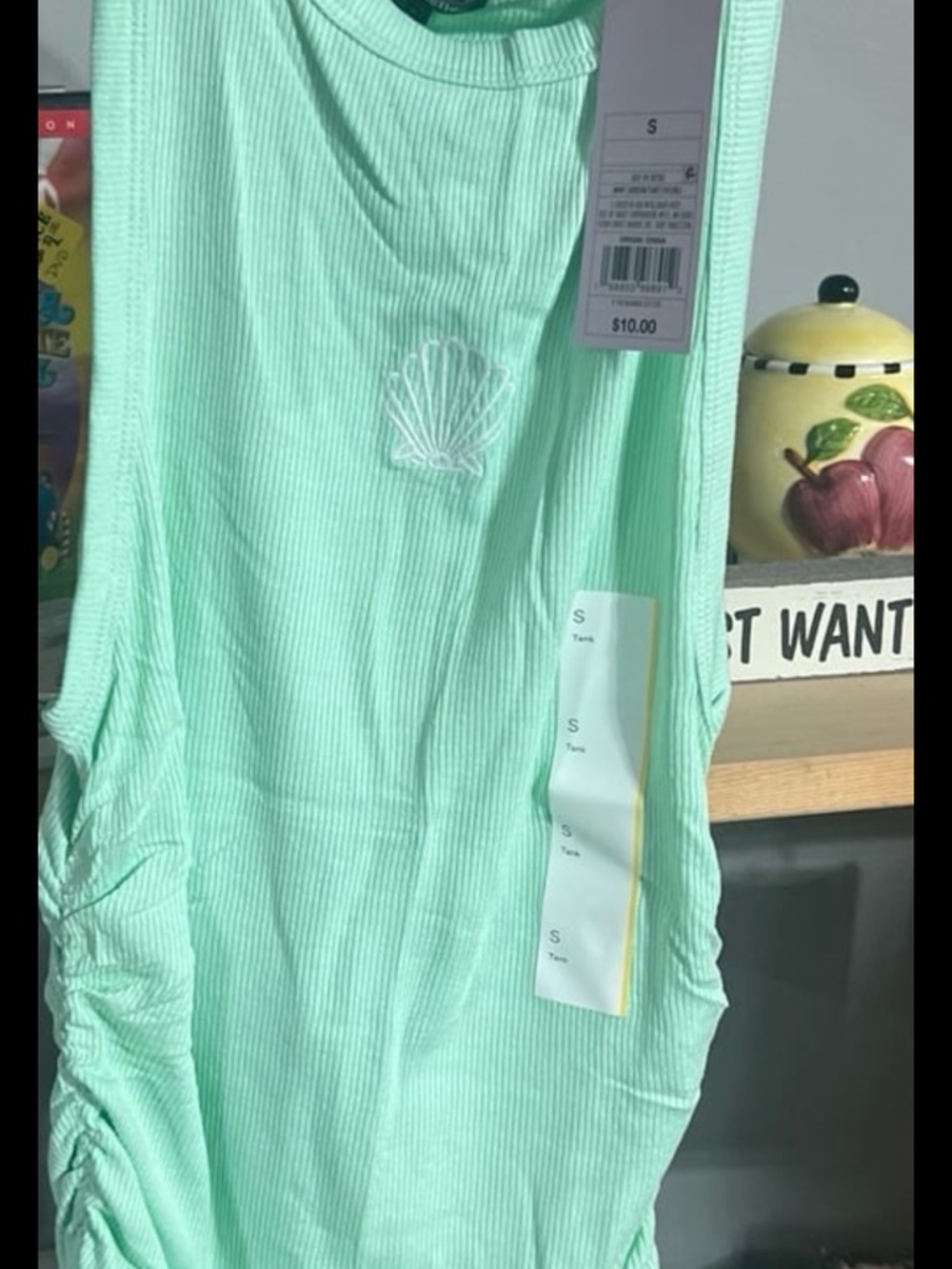 wild fable Mint Green Ribbed Tank Top with Shell Embroidery lot of 6